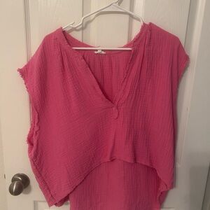 Aerie Pink Sleeveless Asymmetrical Blouse